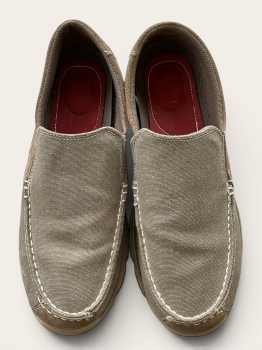RedHead Men’s Canvas Suede Slip-On Loafers Taupe Casual Shoes Size 11M